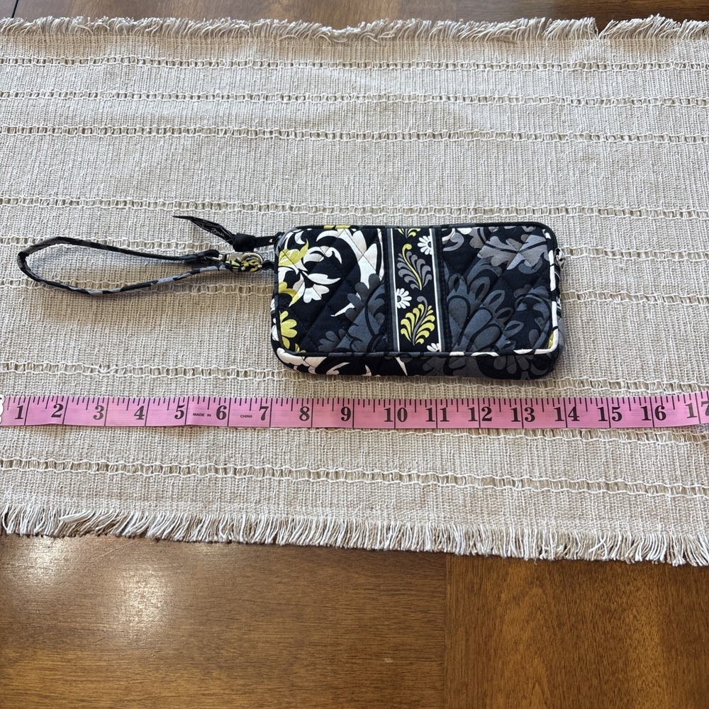 Vera Bradley Baroque Black & Yellow Floral‎ Wristlet Zip Pouch